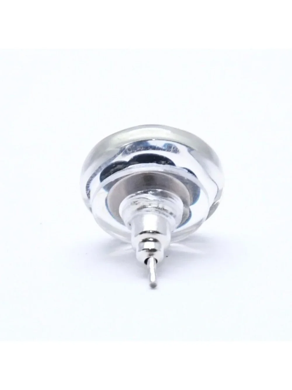 Chanel CC Logo Button Earrings 04 Camellia Clear Black White Resin